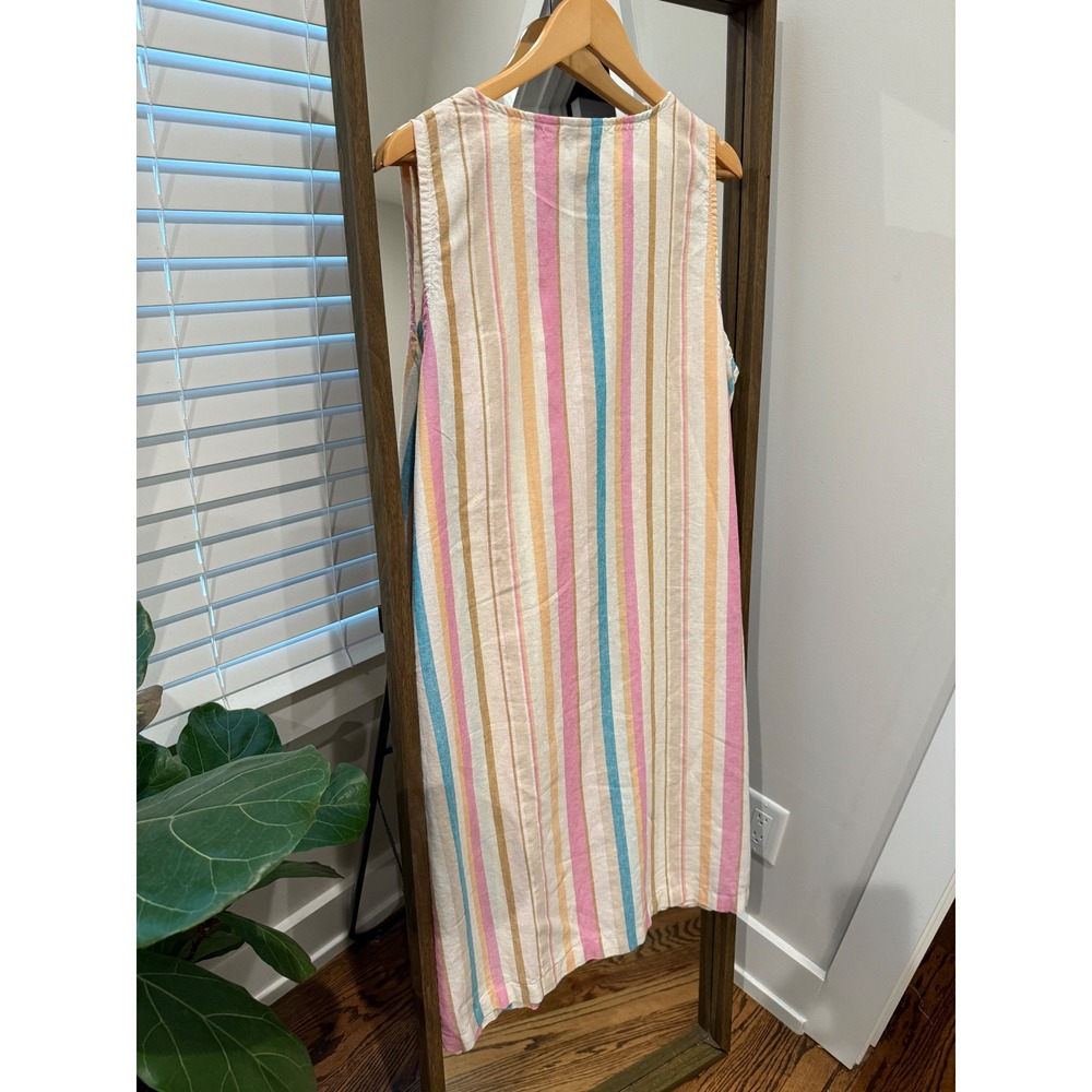 Westbound Woman Striped Button Side Linen Blend  Midi Dress Plus Size 2X Travel - Picture 2 of 6